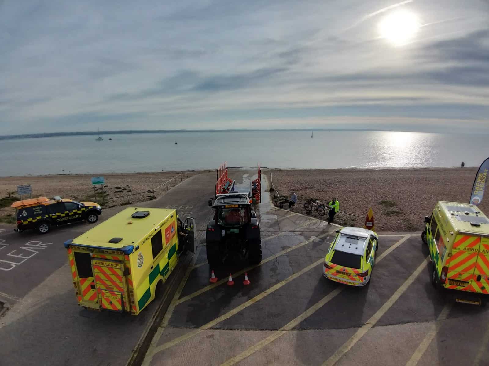 Ambulances on scene at the Lifeboat Station